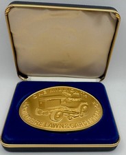 JOHN DEERE BELT BUCKLE Gold Played 318 Lawn Tractor picture