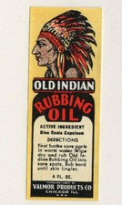 Vintage Old 1930s Indian Rubbing Oil Medicine Bottle Label, Unused picture