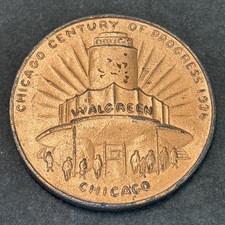 Century Of Progress Medallion 1934 Chicago WALGREEN DRUGS Building 2” I picture