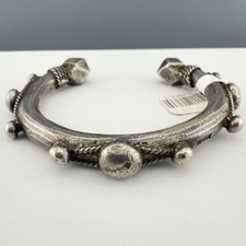 Vintage Nubian 800 Silver Cuff Bracelet Currency Palm Lotus Bedouin Protection  picture