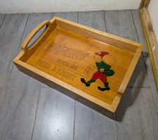 RARE Vintage Straub Beer - Heavy Oak Wood Serving Display Tray Folk Art picture