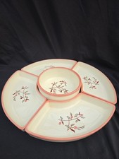 Vtg Brock of California Wildflower Lazy Susan Insert Set 5 Pc Pink Ceramic AS IS picture
