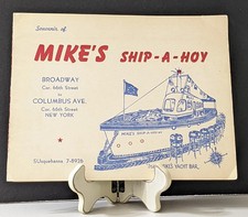 1940s NYC Souvenir Photo Holder – Mike’s Ship‑A‑Hoy Restaurant – Original Photo picture