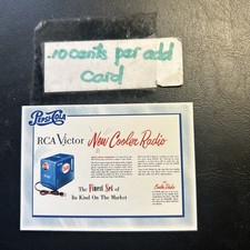 Jb8c Pepsi Cola 1994 Dart #76 Radio Giveaway Cooler Rca Victor 1950's add ship.1 picture