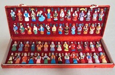 Vintage 1998 Chinese 56 Ethnic Groups Complete Clay Figurine Set Brocade Box... picture
