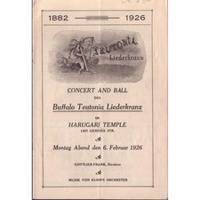 1926 Buffalo Teutonia Liederkranz Concert Program Harugari Temple NY German picture