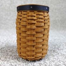 Longaberger 2003 Blue Ribbon Pride Basket Cylindrical Woven Blue Band With Card picture
