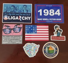 OLIGARCHY STICKERS (7) VARIETY PACK 1984 Government Hates You picture