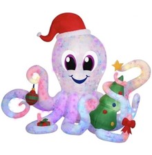 Holiday Living 6ft Lighted Rainbow Octopus Christmas Inflatable Prismatic Colors picture