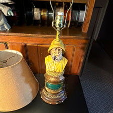 Nautical Fisherman Figure Table Lamp w/ Shade, Switch, Corded, Yellow picture