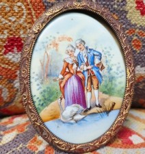 Vintage West Germany Miniature Fragonard Portrait Oval Filigree Frame Art picture