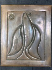 Vintage Copper Art Bird Peace Dove Handmade copper repousse tooled picture