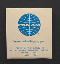 Hotel Inter Continental Kabul Afghanistan Pan AM Matchbook Full Pan Am Unstruck picture