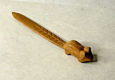 Small Vintage Hand Carved Wood Beaver Letter Opener, 4