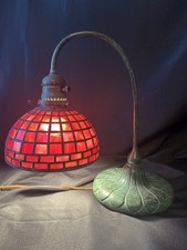 Tiffany Studios 7” Geometric repro piano lamp and bronze base by Century Studios picture