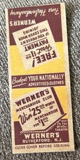 Vintage WERNER’S Merchandise Club Matchbook Cover, Rutherford, N.J. picture