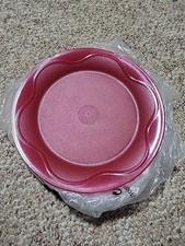 NEW Tupperware Open House Dessert Plates Elegant Berry Sparkle 4 Round 8 inch picture