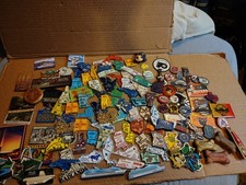 Vintage Lot Of 123 Fridge Magnets Mostly Rubber with States, Sports, Travel Etc picture