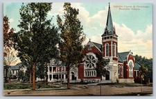 Catholic Church Parsonage Rushville Indiana Postcard picture