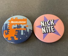 2 Vintage Nick at Nite Rare Star Metal Nickelodeon Pinback Button Bundle Reptar picture