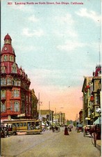 Postcard Looking North on Sixth Street in San Diego, California picture