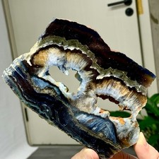 331G Natural transparent blue purple feather fluorite slice mineral picture