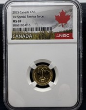 Royal Canadian Mint 2015 1st Special Service Force 1/10 oz .9999 Gold NGC MS69 picture
