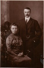 Vintage Antique Sepia Photograph Portrait Man Woman Early 1900s picture