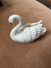Lenox Ivory Porcelain Swan Place Card Holder 24K Gold Beak Wedding Decor picture