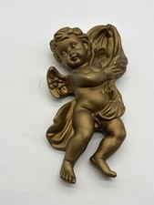Vintage HOMCO Cherub Angel Wings Gold Wall Hanging 10