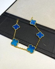 Silver Chain Bracelet, Clover Agate Gold Bracelet 5 Motifs Bracelet, Full Box picture