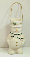 Vintage 1990s Lenox happy holidays snowman votive picture