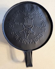 Original Civil War Veteran GAR 1903 Encampment Tin Cup w/ Embossed Medal picture