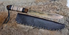 Handcrafted Native American Hunting Trade Knife with Handcrafted Leather Sheath picture