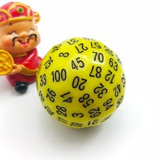 BESCON DICE Polyhedral 100 Sides Plastic Yellow 45MM Functional Tabletop Gaming picture