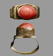 Ancient Roman Silver Ring with Carnelian Stone – Circa 200 AD Certified Artifact picture