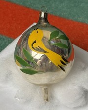 Vintage Heim Christmas Ornament w/ Yellow Bird Made In U.S Of A Hand Blown Rare picture
