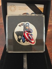 Pamp Mmtc Marvel Captain America 1 oz Colorized Silver Coin (Capsule, Box, Coa) picture