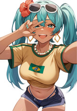 Brazilian Hatsune Miku Waifu Weatherproof Anime Sticker 6