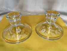 Vintage 1980'S 24% Lead Crystal Etched Hummingbird Candle Holders (2) picture