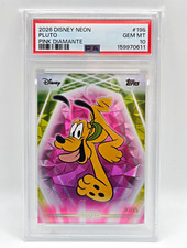 Topps 2026 Disney Neon Pluto Pink Diamante #198 /15 PSA 10 picture