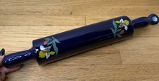 Rare VTG HALL Blue Blossom Ceramic Rolling Pin NOS Decorative Collectible picture