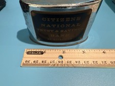 Vintage Citizens National Trust & Savings Bank Riverside Chrome Coin Bank picture