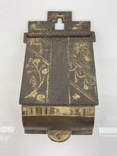 Antique Black Cast Iron Wall Hanging Match Holder Safe picture