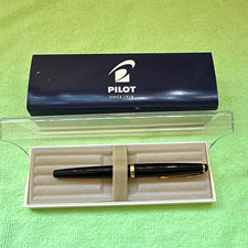 Vintage Pilot “Super” Fountain Pen - Black - w/orig. box - Gold Plated Steel Nib picture