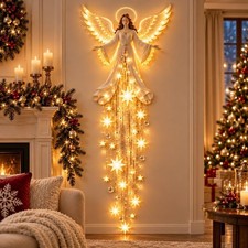 ANGEL BLESSING WALL LIGHT CASCADING STARS LED CHRISTMAS DECOR WHITE HOLIDAY GIFT picture