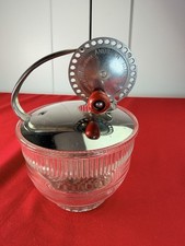 Vtg 1930s Androck Hand Crank Egg Beater Cream Whipper Ribbed Glass Jar picture