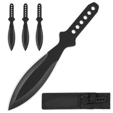 3pc Black 9 inch Throwing Knives Set with Pouch Full Tang Knife with Sheath picture