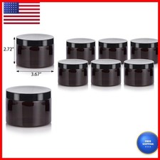 JUVITUS (6 Pack) 12 Oz Amber PET Plastic Jar Black Smooth Lids Empty Storage picture