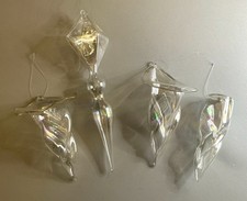 Heeney Co Blown Glass Iridescent Ornaments 3-Twisted Spiral & 1-finial 1990s picture